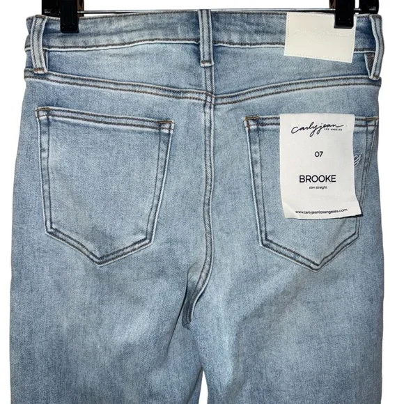Carly Jeans Brooke Slim Straight Leg Jeans women’s sz 7 Light Wash stretch nwt - Picture 10 of 16